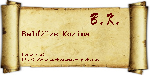 Balázs Kozima névjegykártya